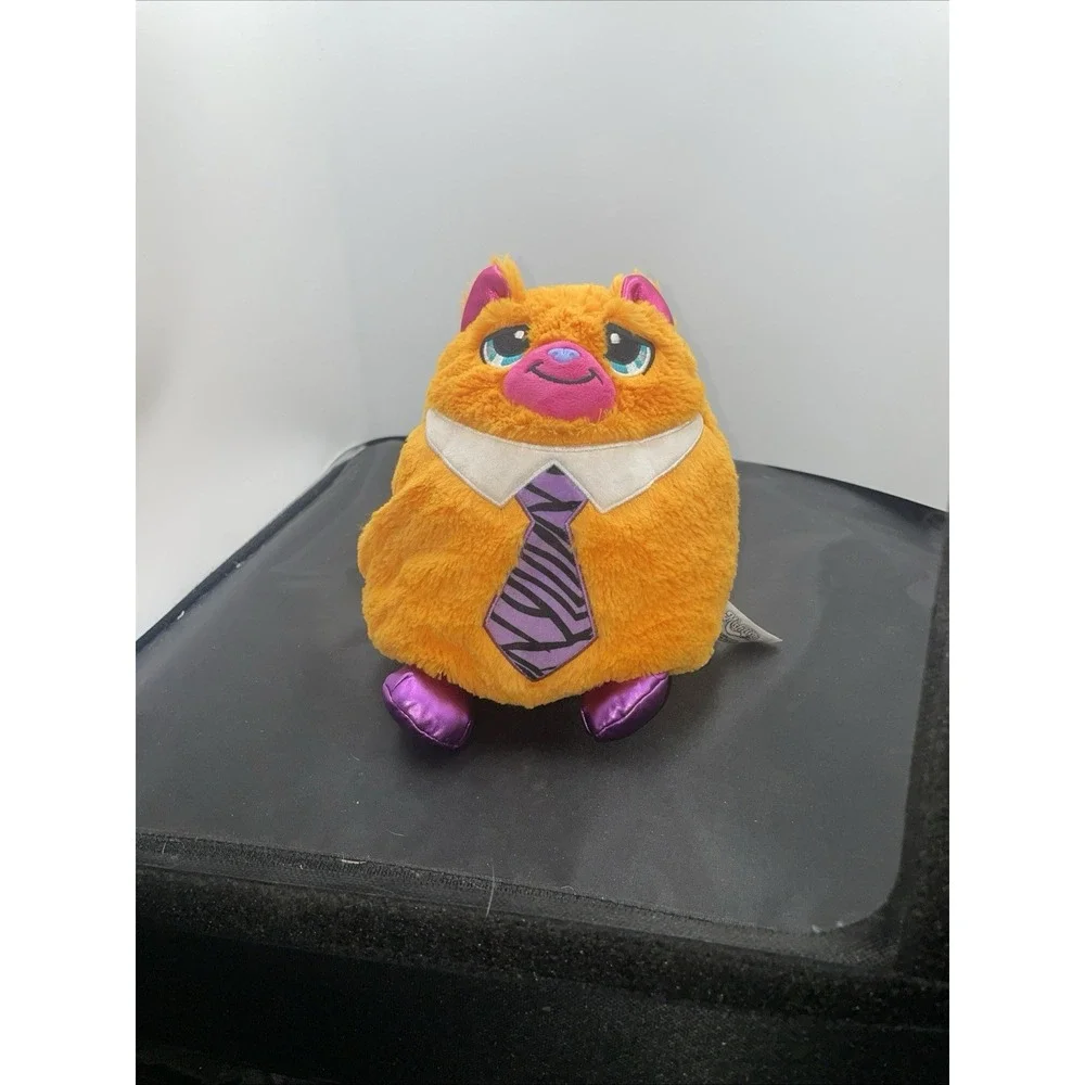 Misfittens Plush Tabby Cat w/ Tie Orange & Pink Soft Fluffy 9